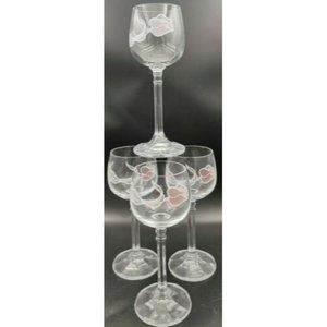4 BOHEMIA CRYSTAL TULIP PATTERN Cordial Glass 5.75" WINE GLASSES CZECHOSLOVAKIAN